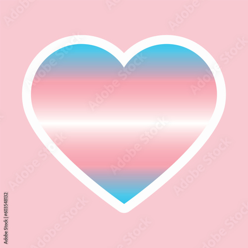 Heart shape in colors of Transgender Pride Flag on pink background