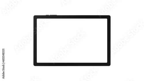 tablet black color with blank touch screen and flare isolated on white background. realistic and detailed device mockup. stock vector illustration