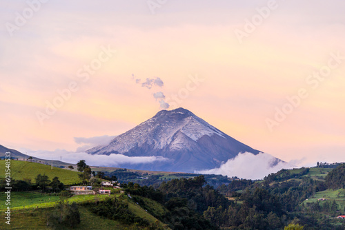 Cotopaxi (Spanish pronunciation: [kotoˈpaksi]) is an active stratovolcano in the Andes Mountains, located in Latacunga city of Cotopaxi Province, about 50 km (31 mi) south of Quito, and 31 km (19 mi)  photo