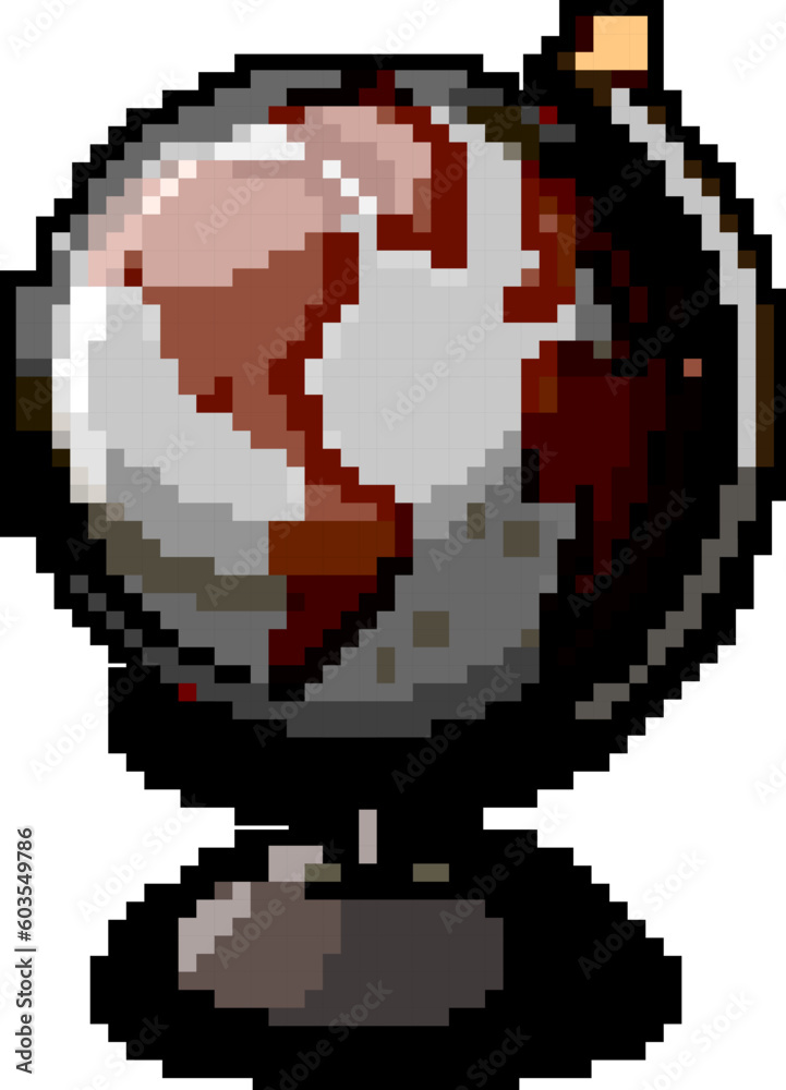 map globe game pixel art retro vector. bit map globe. old vintage illustration