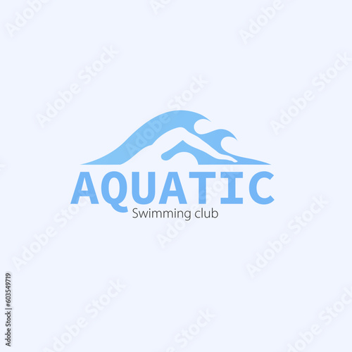 swimming logo design premium vector
