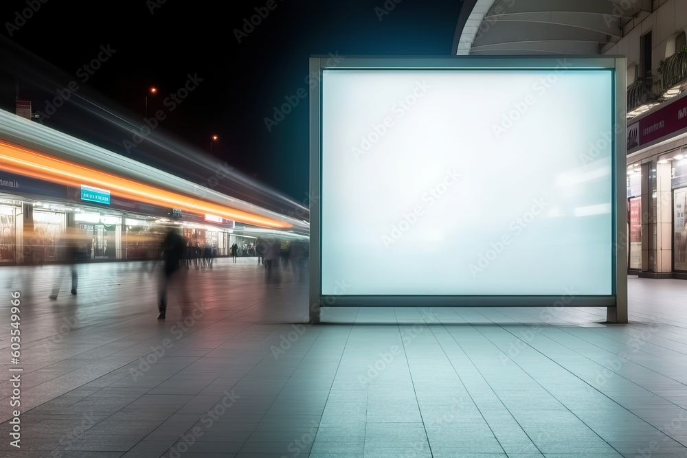 Blank digital signage screen in a public place, ideal for customization, generative ai