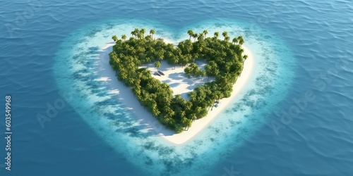 Exotic romantic island, aerial view, generative ai © FrankBoston