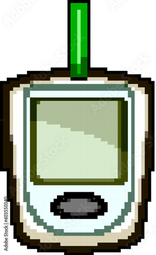 control blood glucometer game pixel art retro vector. bit level care, sugar insulin control blood glucometer. old vintage illustration