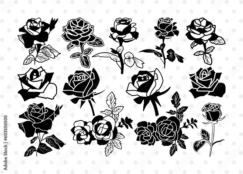 Rose SVG Cut Files | Rose Silhouette | Flower Svg | Floral Svg ...