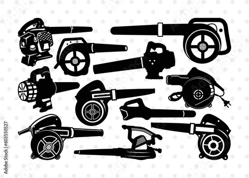 Machine Silhouette | Leaf Vacuum Svg | Leaf Blower Svg | Landscaping Svg | Electric Blower Svg | Blower Machine Bundle