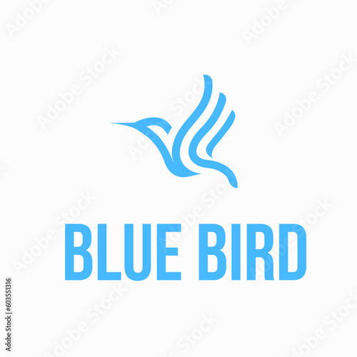 Blue bird logo design premium vector