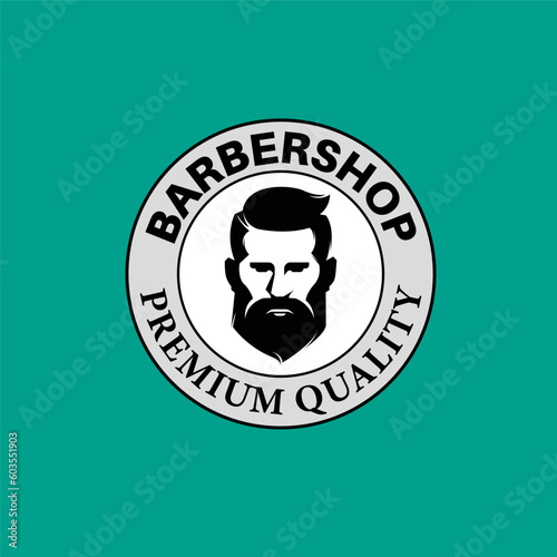 barber shop logo design premium vector