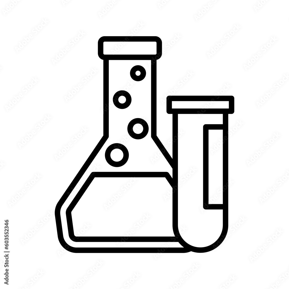 chemical flask with test tube icon vector chemical flask with test tube icon vector