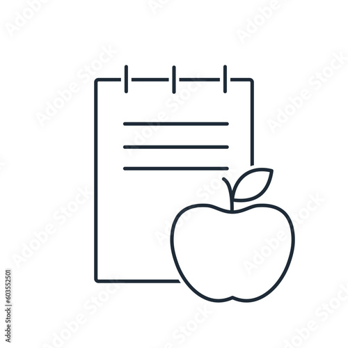 Order with an apple.Vector linear icon isolated on white background.
