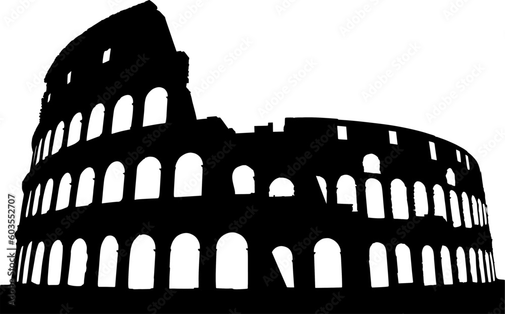 Fototapeta premium black and white rome coliseum illustration