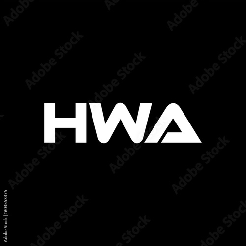 HWA letter logo design with black background in illustrator, vector logo modern alphabet font overlap style. calligraphy designs for logo, Poster, Invitation, etc.