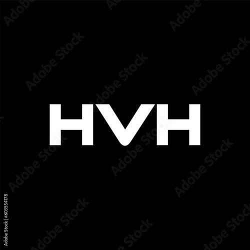 HVH letter logo design with black background in illustrator, vector logo modern alphabet font overlap style. calligraphy designs for logo, Poster, Invitation, etc.