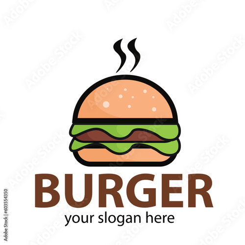 light orange vector cute burger topped with meat and brown buns and green leaves