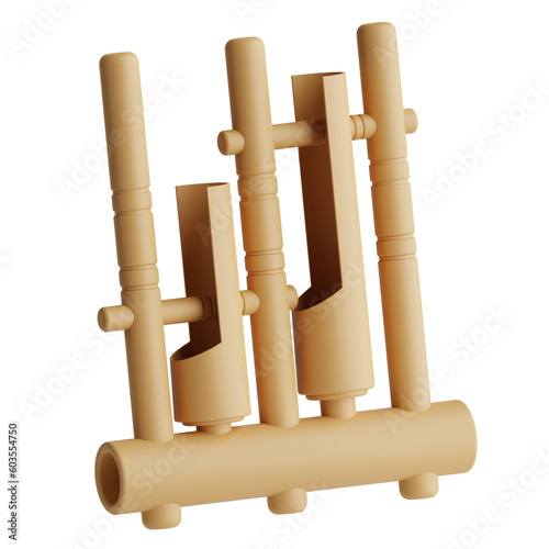 A 3D illustration of a traditional Indonesian bamboo musical instrument called angklung photo