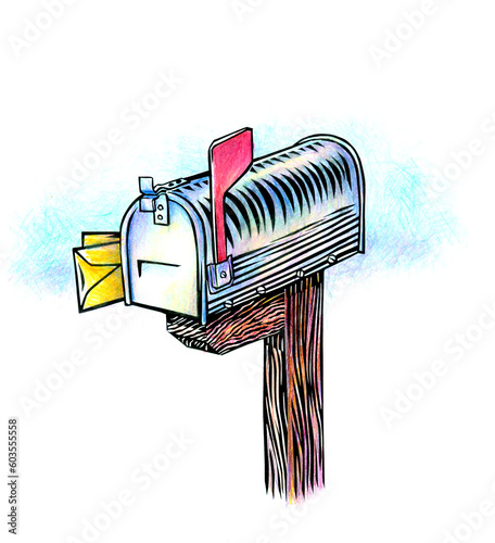 colored graphic mailbox drawing illustration