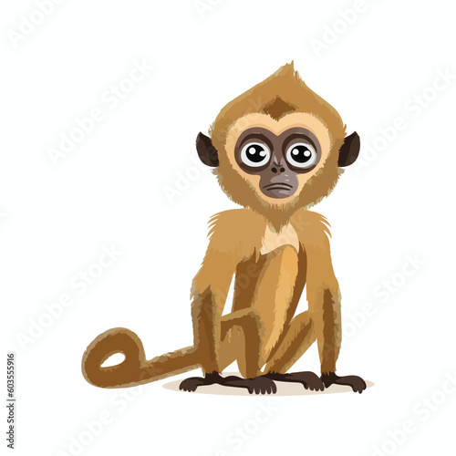 vector cute gibbon cartoon style