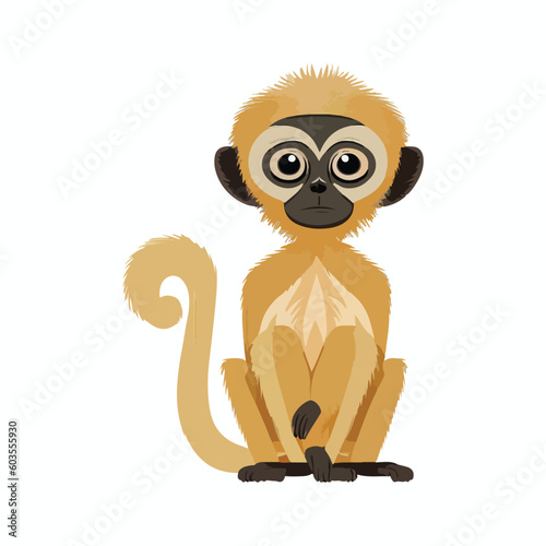 vector cute gibbon cartoon style