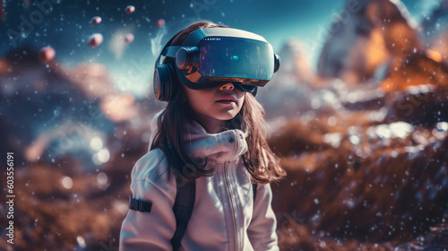 Child with virtual reality googles. 