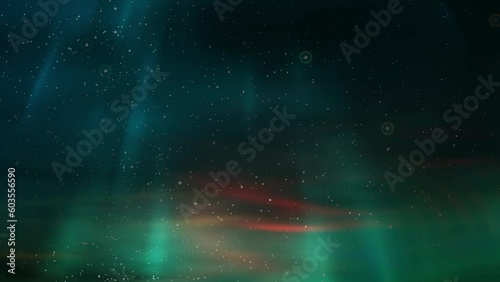Northern Lights on a background of pulsating stars. An abstract screensaver.
