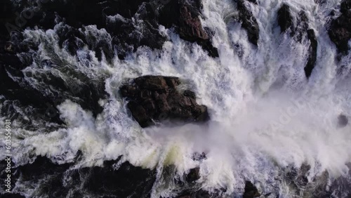 closeup introduction aerial view shot of waterfalls, 4k@60fps photo