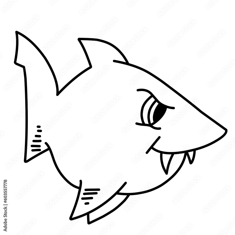 Doodle Ocean Fish And Shark Icon
