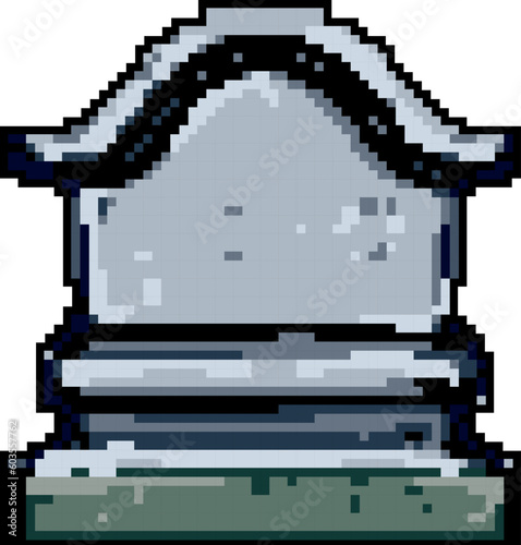 stone headstone game pixel art retro vector. bit stone headstone. old vintage illustration