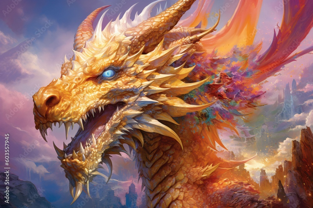 A dragon, showcasing their mythical grandeur. Made by generative AI.