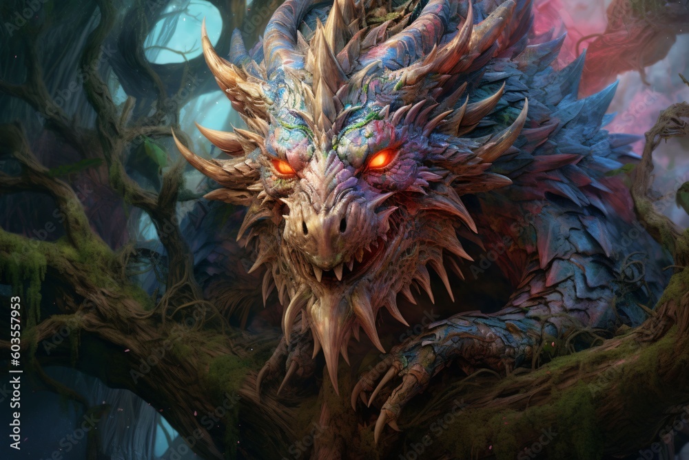 A dragon, showcasing their mythical grandeur. Made by generative AI. A dragon, showcasing their mythical grandeur. Made by generative AI.