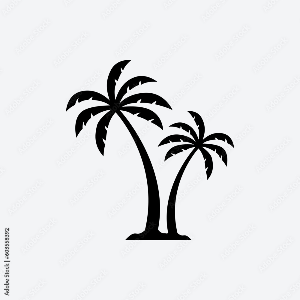 Palm tree silhouette icon. simple flat vector illustration