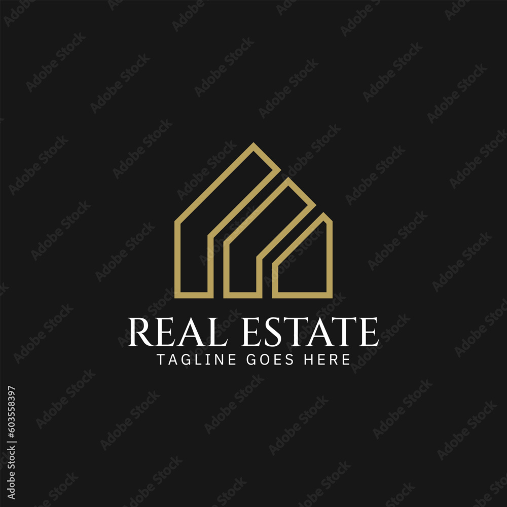 Real estate luxury logo design, house roof related to property.