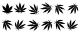 Set Of Cannabis Leave Silhouettes