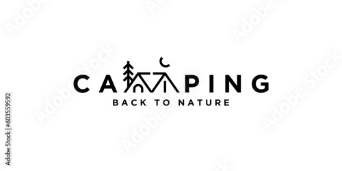 camping logotype and tent icon back to nature minimalism concept design