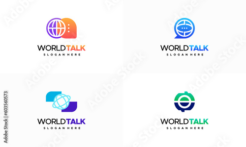 Set of World Forum logo designs concept vector, World Talk logo symbol designs, Discuss symbol
