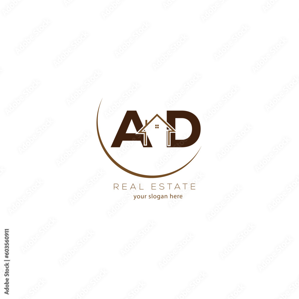 Initial letter ad radl estate logo design template ad house letter logo
