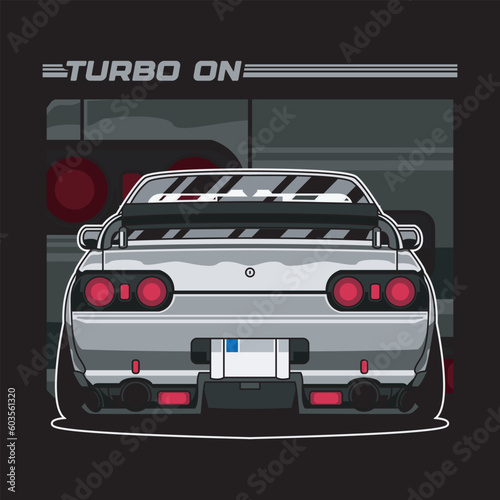 Illustration of a car active turbo. Vector graphics for t-shirt prints and other uses.