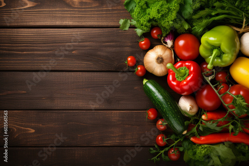 A bunch of vegetables on a wooden table