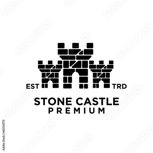 Stone castle fortress logo icon design illustration template