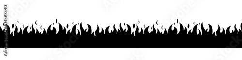 Hand drawn fire silhouette seamless border.
