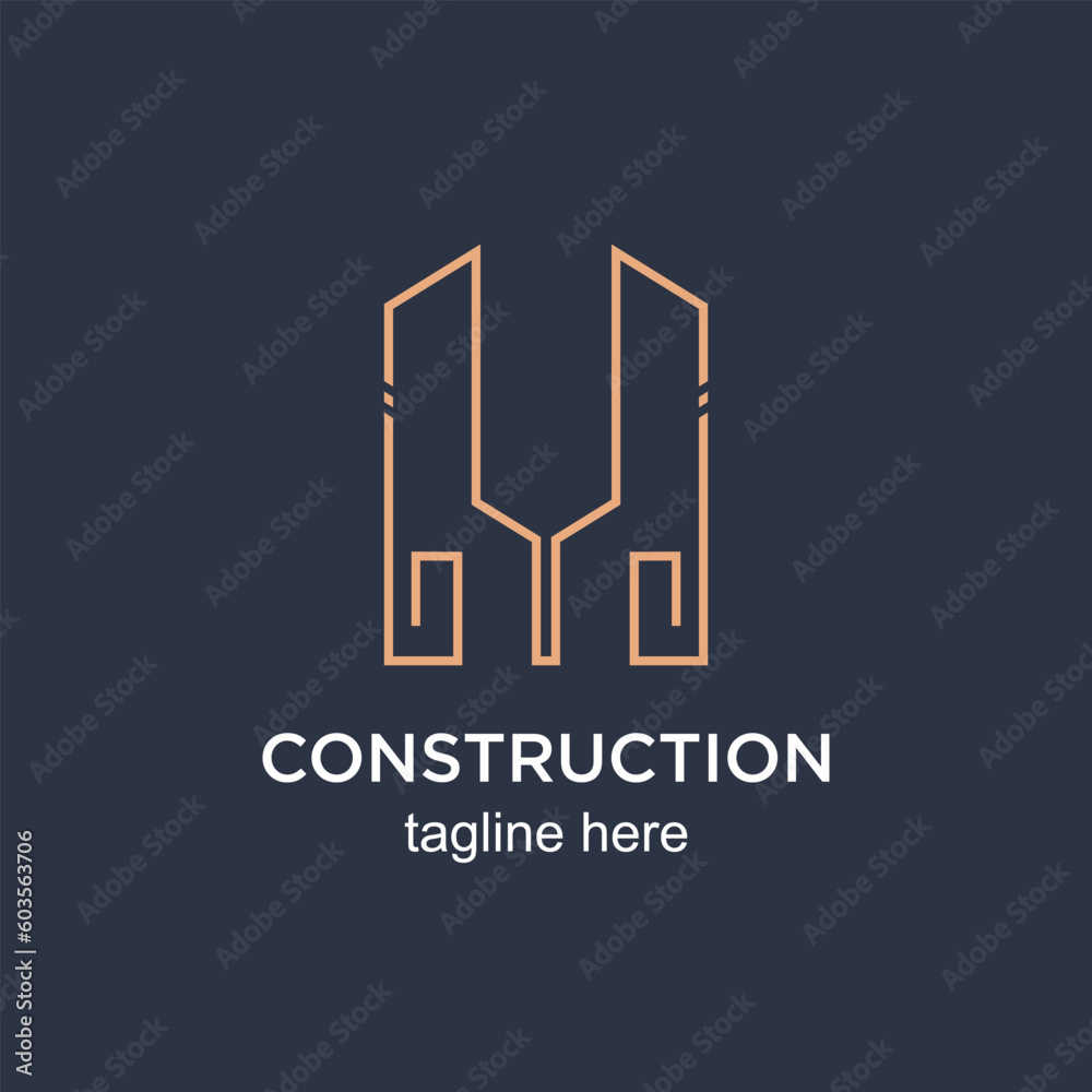 Construction logo design simple concept Premium Vector