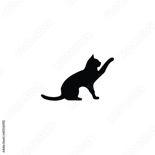 Cat playing raising paw silhouette