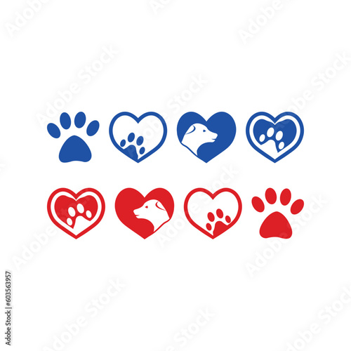 Dog Love Heart with cute puppy face vector illustration best used for pet care, pet friendly logo.