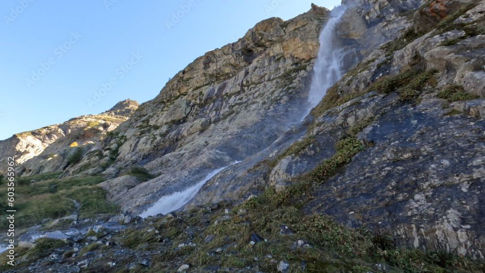 pretty mountain ridge high land fast water fall at summertime day - photo of nature pretty mountain ridge high land fast water fall at summertime day - photo of nature