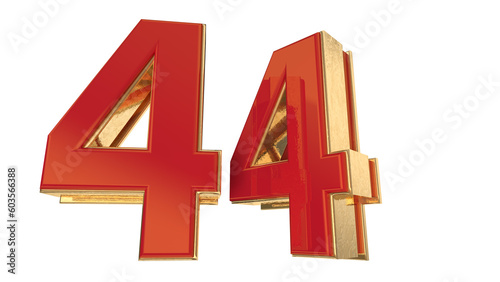 Red 3d number 44