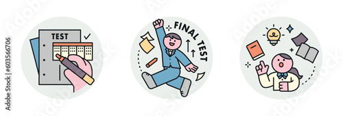 Education. Students studying hard and taking exams. OMR card marking, excited students, knowledgeable students.