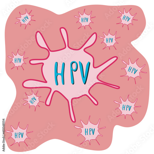 Syringe, stethoscope, treatment, "HPV" vaccine, the concept of preventing HPV infection by pre-infection vaccination