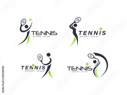 Set of Abstract sport player tennis icon logo template vector illustration © Djoyotrue