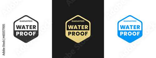 Waterproof mark or waterproof logo vector isolated in Flat Style. Waterproof mark for product packaging design element. Waterproof logo for packaging design element.