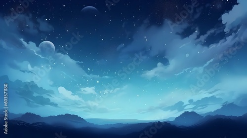 night sky background with moon and blue sky. nature background generated in ai