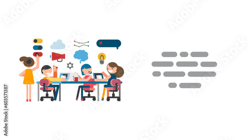 Teamwork, business team brainstorm vector copy space banner.
